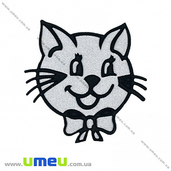Термоаплікація блискуча Котик, 7х7 см (APL-020983)