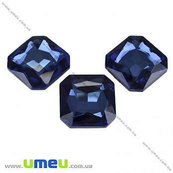 Ріволі скляний, Квадратний гранований, 18х18 мм, Темно-синій (KAB-001967)