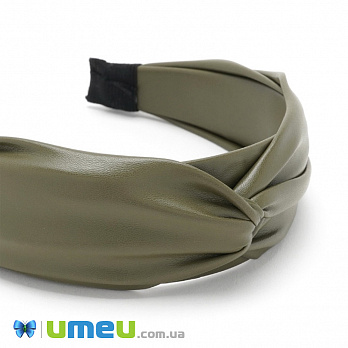 Обруч Чалма кожзам, 42 мм, Оливковий (OSN-041224)
