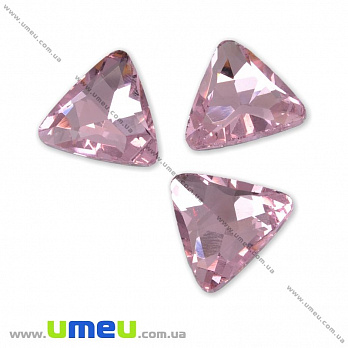Риволи стеклянный, Треугольный граненый, 18х18 мм, Розовый, 1 шт (KAB-010016)