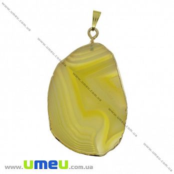 Подвеска из натурального камня, Агат желтый в фольге, 62х34 мм, 1 шт (POD-033010)