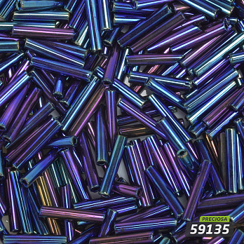 Бісер чеський Стеклярус 5, №59135, Синій бензиновий, 12 мм (BIS-059339)