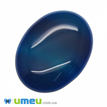 Кабошон нат. камінь Агат синій, Овал, 40х30 мм (KAB-050596)