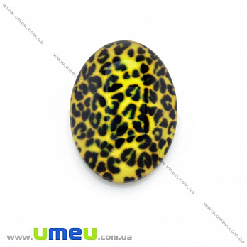 Кабошон скляний з принтом Леопардовий, 18х13 мм, Овал (KAB-013713)