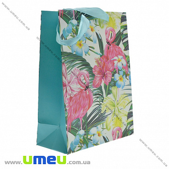 Подарунковий пакет Фламінго, 24х18х9 см, Блакитний (UPK-023630)