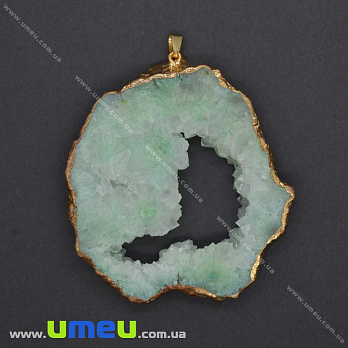 Підвіска з натурального каменю, Друза агату, Салатова, 81х68 мм (POD-036548)
