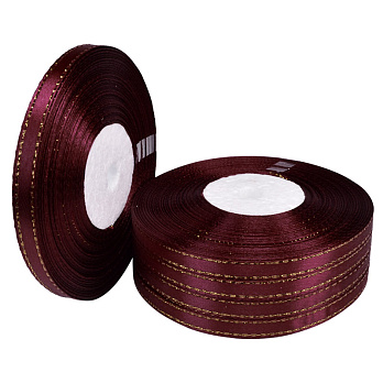 Атласна стрічка з люрексом, 6 мм, Бордова темна (LEN-052851)