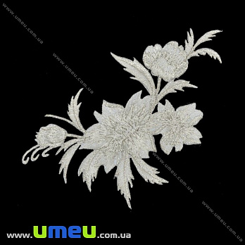 Термоаплікація Квіти, Срібляста, 12х8 см (APL-016425)