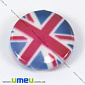 Намистина пластикова Кругла плоска з принтом Британський прапор, 20х5 мм, 1 шт (BUS-002940)