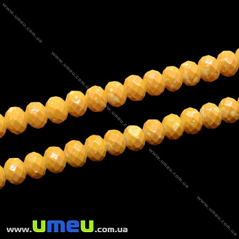 Бусины рондели, Поштучно, 6х4 мм, Оранжевые (окрашенные), 1 шт (BUS-028138)
