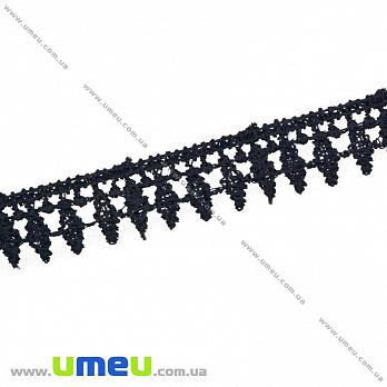 Кружево плетеное, 15 мм, Черное, 1 м (LEN-010451)