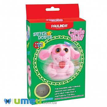 Масса для лепки Paulinda Super Dough Circle Baby Собака заводной механизм, розовая (DIF-043554)