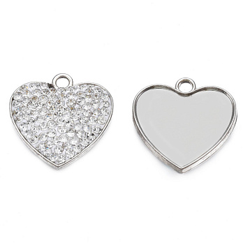 Підвіска метал. Серце зі стразами, 20х20 мм, Темне срібло (POD-053487)