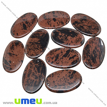 Підвіска з натурального каменю Обсідіан Махагоновий, Овал, 55х35 мм (POD-020154)