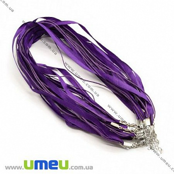 [Архів] Основа на шию (атл. стрічка і вощений шнур), Фіолетова, 46 см, 7 мм (OSN-008269)