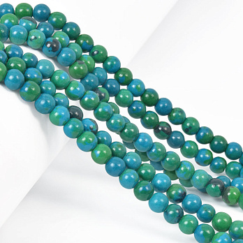 Намистини Хризоколла, Синт. камінь, 6 мм, Круглі, 26 см (BUS-058054)