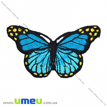 Термоаппликация Бабочка, 7,5х4,5 см, Синяя, 1 шт (APL-016372)