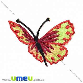 Термоаппликация Бабочка блестящая, 7х6 см, Красная, 1 шт (APL-016377)