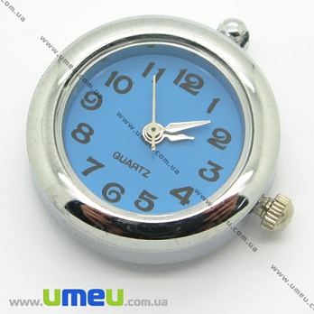 [Архив] Часы-подвеска круглые, Серебро, синий циферблат 25х22 мм, 1 шт (CLC-006123)