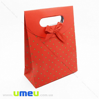 Подарочный пакет на липучке, В горошек, Красный, 16х12х6 см, 1 шт (UPK-014773)