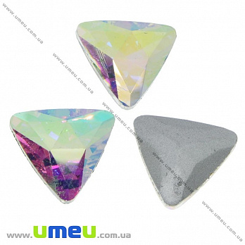 Ріволі скляний, Трикутний гранований, 18х18 мм, Білий АВ (KAB-021964)