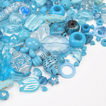 Намистини пластикові, Мікс бірюзовий (BUS-062213)