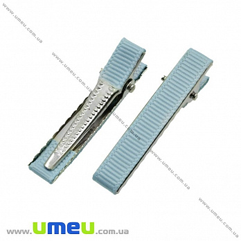 Основа мет. для шпильки крокодильчик (зажим) зі стрічкою, 42 мм, Блакитна (OSN-020549)