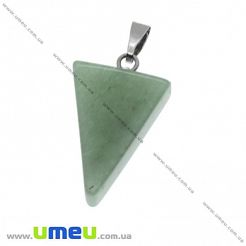 Подвеска Треугольник из натурального камня, Авантюрин зеленый, 30х15 мм, 1 шт (POD-020880)