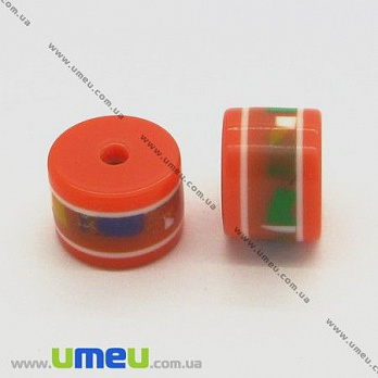 Бусина пластиковая Бочонок, 8х6 мм, Оранжевая, 1 шт (BUS-003613)