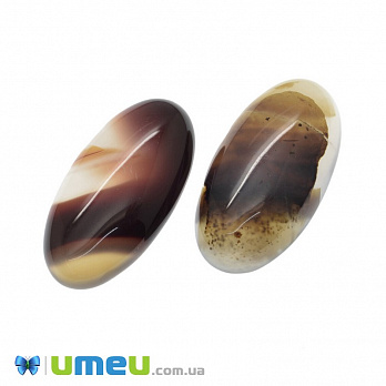 Кабошон нат. камінь Агат коричневий, Овал, 30х15 мм (KAB-026001)
