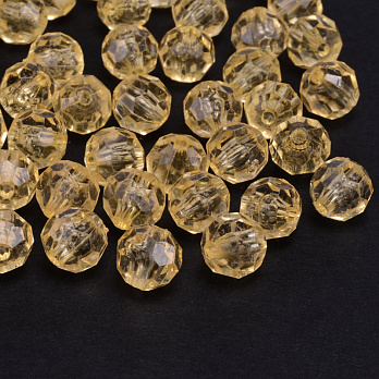 Намистини акрилові, Круглі грановані, 8 мм, Помаранчеві (BUS-054493)