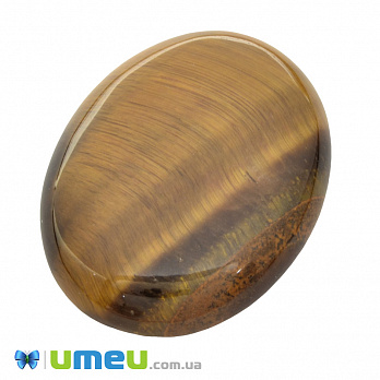 Кабошон нат. камінь Тигрове око, Овал, 40,4 х30,4 мм (KAB-050022)