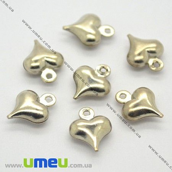 [Архів] Підвіска металева Серце, Темне срібло, 10х7 мм (POD-004588)