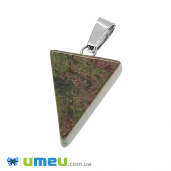 Подвеска Треугольник из натурального камня, Унакит, 30х15 мм, 1 шт (POD-037519)