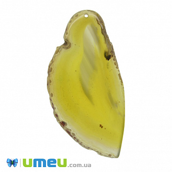Зріз Агата, Жовтий, 81х40 мм (POD-014338)