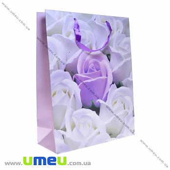 Подарочный пакет Розы, 40х31х12 см, Сиреневый, 1 шт (UPK-035671)