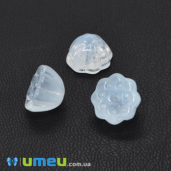 Намистина скляна, 10,5х6,5 мм, Квітка, Блакитна (BUS-044303)