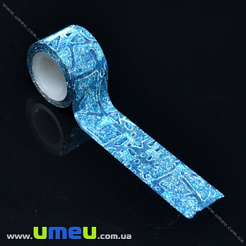 Декоративний скотч гліттерний, 11 мм, Блакитний (DIF-017951)
