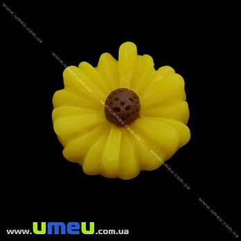 Кабошон з полімерної глини Ромашка жовта, 13 мм (KAB-003704)