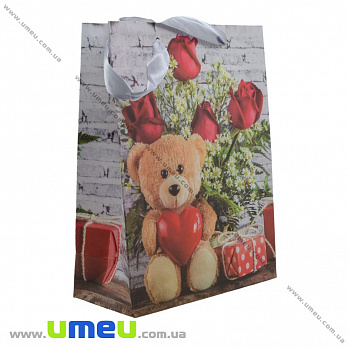 Подарунковий пакет Ведмедики, 32х26х10 см, Сірий (UPK-035624)