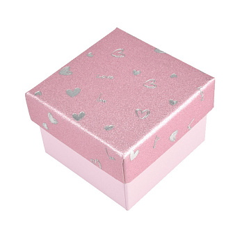 Коробочка Квадратная под колечко, 5х5х3,5 см, Розовая (UPK-060584)