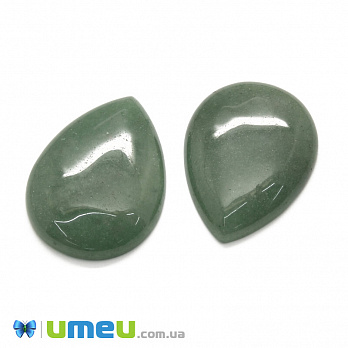 Кабошон нат. камень Авантюрин зеленый, Капля, 40х30 мм, 1 шт (KAB-043087)