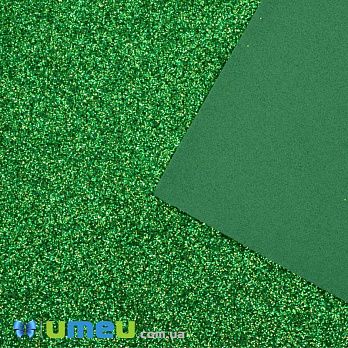 Фоамиран глиттерный (Китай), 20х30 см, Зеленый, 1 шт (FOM-047622)