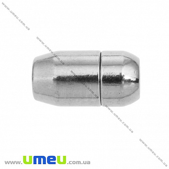 Замок магнітний для вклеювання шнура, Темне срібло, 17х9 мм (ZAM-020086)