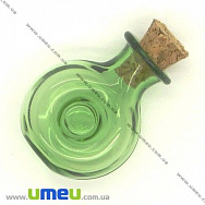 Скляна баночка Кругла, Зелена, 25х19 мм, 1 шт (DIF-006694)