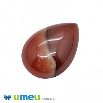 Кабошон нат. камінь Агат червоний, Крапля, 25,3 х18,2 мм (KAB-009428)