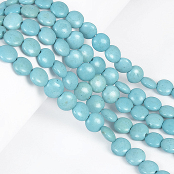 Намистини Бірюза пофарбована, Синт. камінь, 10 мм, Круглі плоскі (BUS-057522)