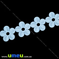 Тесьма тисненая Цветы, 20 мм, Голубая, 1 м (LEN-014534)