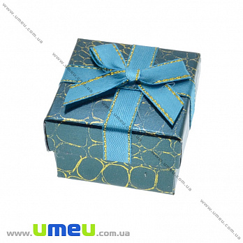 Подарочная коробочка Квадратная под кольцо, 5х5х3,5 см, Бирюзовая, 1 шт (UPK-035939)
