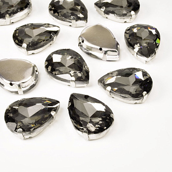 Шатон крапля 25х18 мм, Темне срібло, Сірий (KAB-052626)